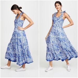 FREE PEOPLE Kika’s Maxi Dress Blue & White Floral Size Large